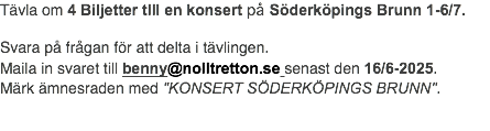 Tävla om två "Bosses-paket" från Bosses Glassbar Svara på frågan för att delta i tävlingen. Maila in svaret till benny@nolltretton.se senast den 15/5-2025. Märk ämnesraden med "Bosses Glassbar".